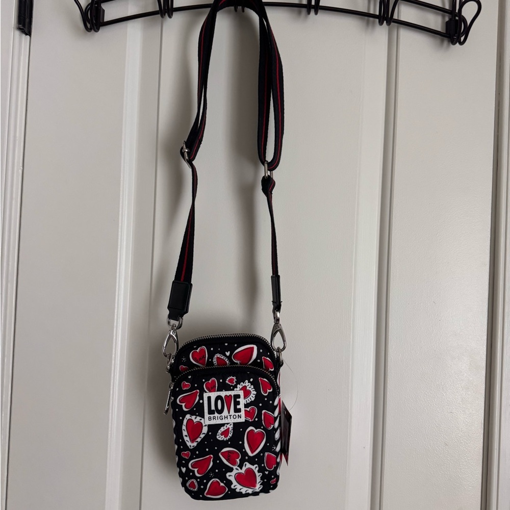 Brighton Hearts a Flutter Crossbody Bag - Black and Red